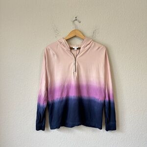 J. JILL Fit Twilight Dip-Dyed Ombre French Terry 1/4 Zip Pullover Hoodie